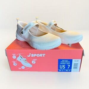 J SPORT Melody Mary Jane Shoes Memory Foam Arch  Adjustable Strap.  Cream Size 7
